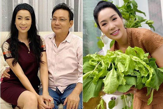 Ông xã trồng rau xum xuê, Trịnh Kim Chi thích thú 