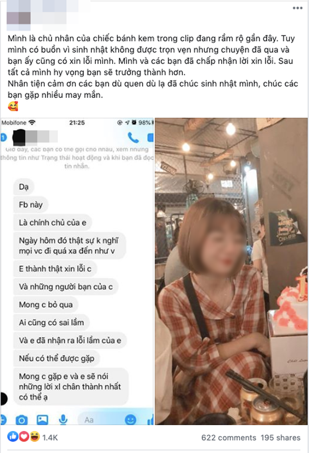 Chủ nhân chiếc bánh sinh nhật chấp nhận lời xin lỗi từ cô gái ăn vụng: Mình mong sự việc sẽ lắng xuống và câu chuyện không bị đẩy đi quá xa-1