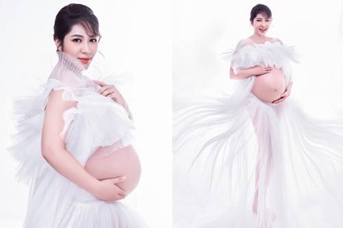 Bầu 8 tháng, Hoa hậu Đặng Thu Thảo mặt mũm mĩm, bụng song thai như sắp rơi-1