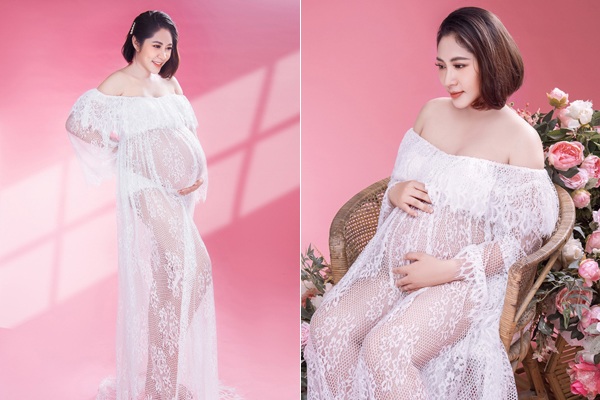 Bầu 8 tháng, Hoa hậu Đặng Thu Thảo mặt mũm mĩm, bụng song thai như sắp rơi-3