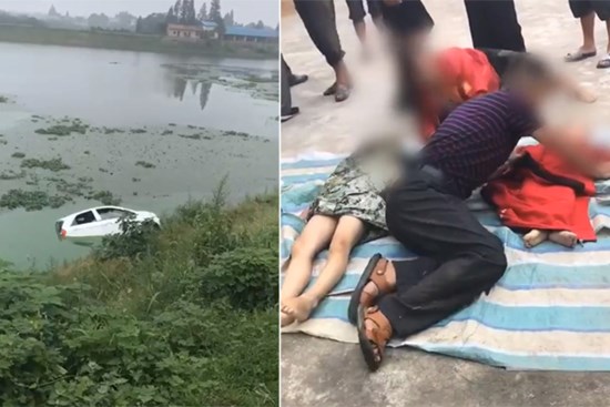 Ông nội bị mất lái chở 2 cháu lao thẳng xuống sông, cảnh tượng người nhà đến hiện trường gào khóc bên 2 thi thể nhỏ gây đau lòng