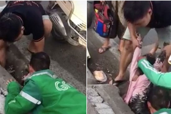 Clip: Người dân giải cứu bé gái bị ngã lọt xuống khe cống, nguyên nhân sự cố vẫn khiến nhiều người tò mò