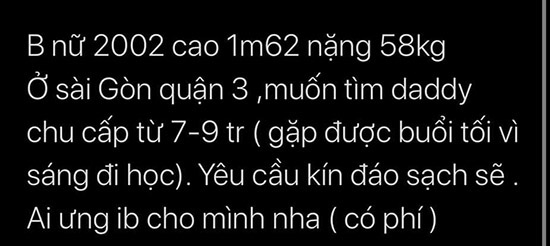 Dân mạng xôn xao group kín facebook các em gái sinh năm 99, 2000 tìm daddy bao nuôi, nhàn nhã mỗi tháng kiếm vài chục triệu-4