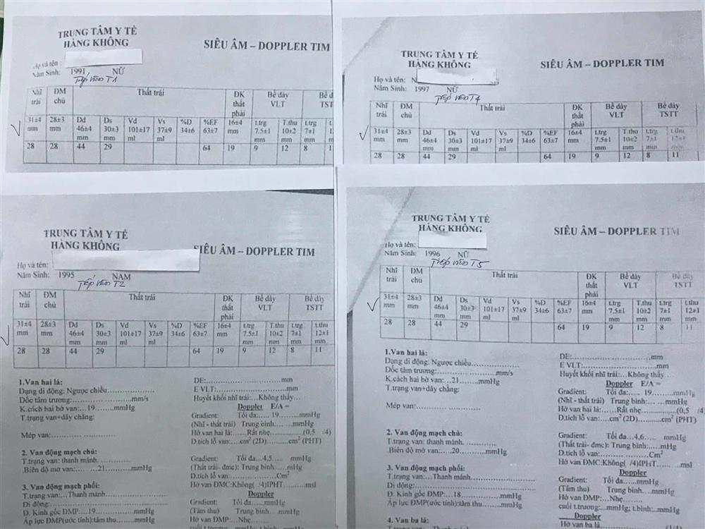 Trăm phiếu siêu âm tim của phi công, tiếp viên giống hệt nhau-1