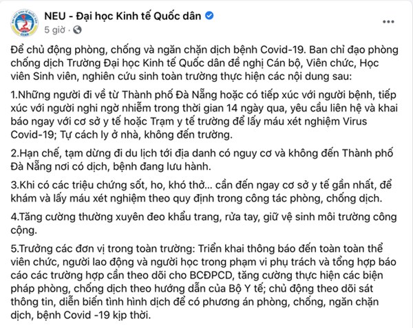 Hàng loạt trường ĐH đưa ra thông báo trước những diễn biến mới của dịch Covid-19-3