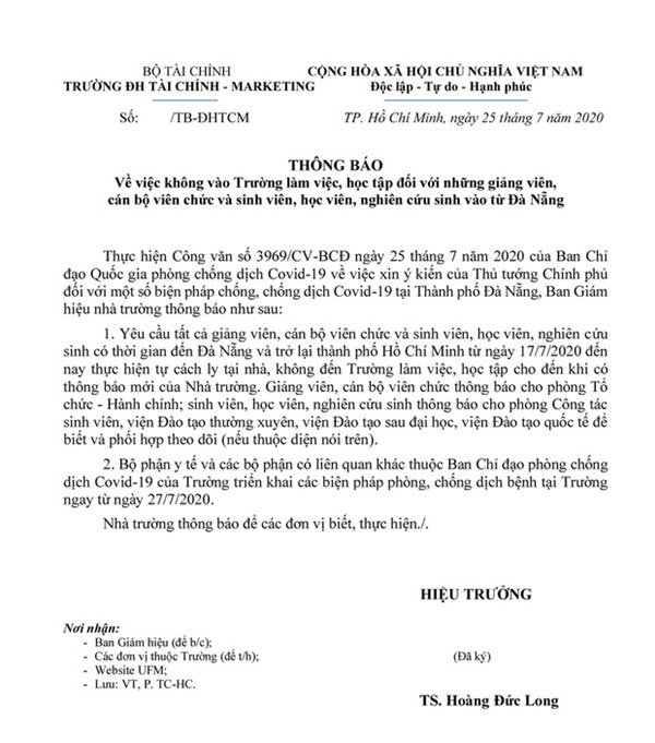 Hàng loạt trường ĐH đưa ra thông báo trước những diễn biến mới của dịch Covid-19-4
