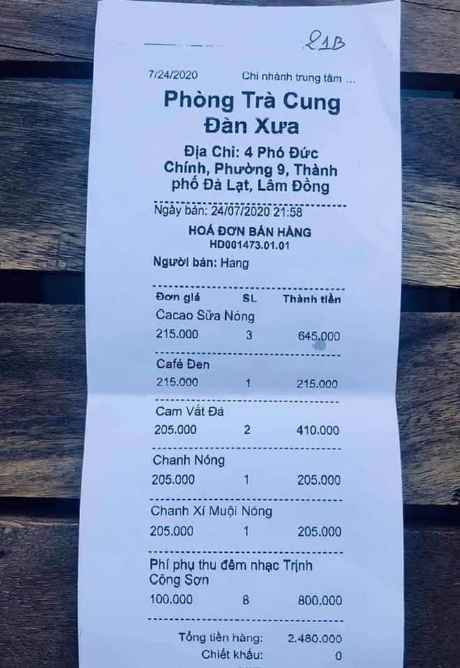 Phòng trà Đà Lạt bị đánh giá 1 sao vì cốc nước cam hơn 200.000 đồng-1