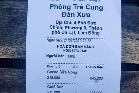 Phòng trà Đà Lạt bị đánh giá 1 sao vì cốc nước cam hơn 200.000 đồng