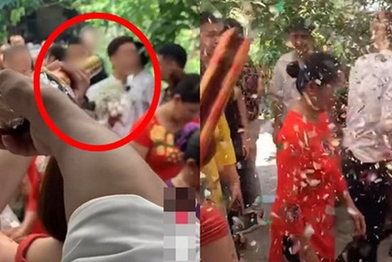 Chú rể hân hoan rước dâu vào nhà làm lễ thì điếng người với màn chào hỏi của nhân vật giấu mặt mà dân mạng đồn đoán là “người yêu cũ cô dâu”