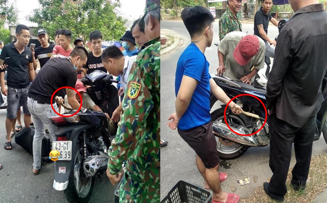 3 người đàn ông lôi bé Na đang quấn chặt trong xe máy SH khiến người dân hiếu kì xúm đông-1