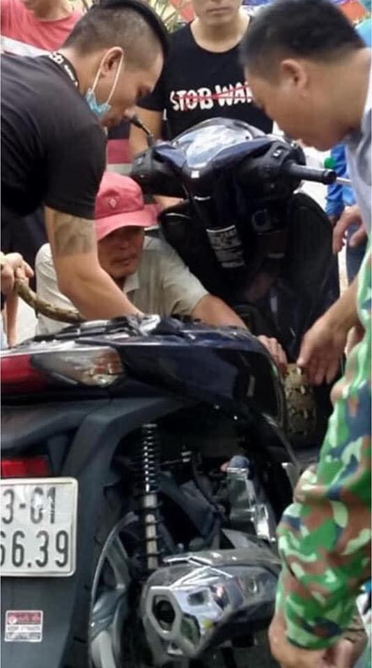 3 người đàn ông lôi bé Na đang quấn chặt trong xe máy SH khiến người dân hiếu kì xúm đông-4