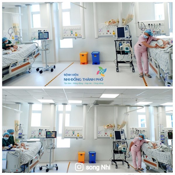 Chị em Trúc Nhi - Diệu Nhi nhoẻn miệng cười tươi rói khi được gặp bố mẹ, dù nằm 2 giường cách xa nhưng luôn hướng ánh nhìn về nhau-2