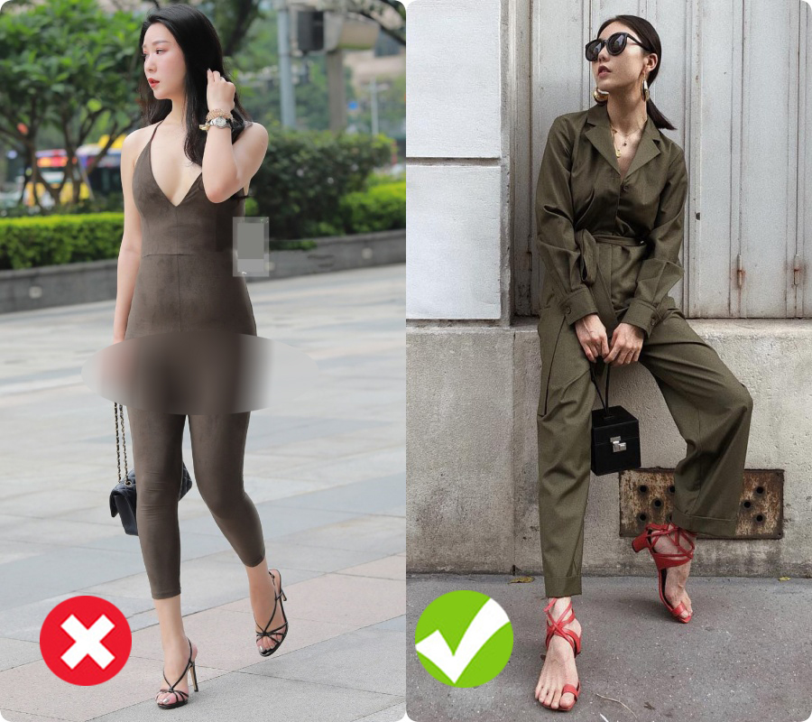 Chị em có mặc jumpsuit hack chiều cao nhưng đừng phản cảm như như cô gái này-1