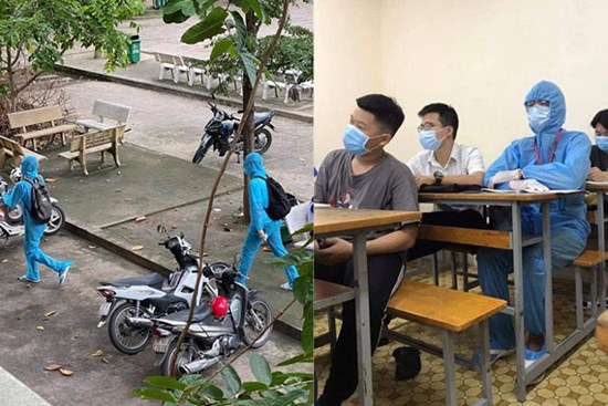 Mặc đồ bảo hộ kín mít từ đầu đến cuối, cứ ngỡ nhân viên khử trùng nào ngờ lại là cách chống dịch hài hước của 2 cậu nam sinh