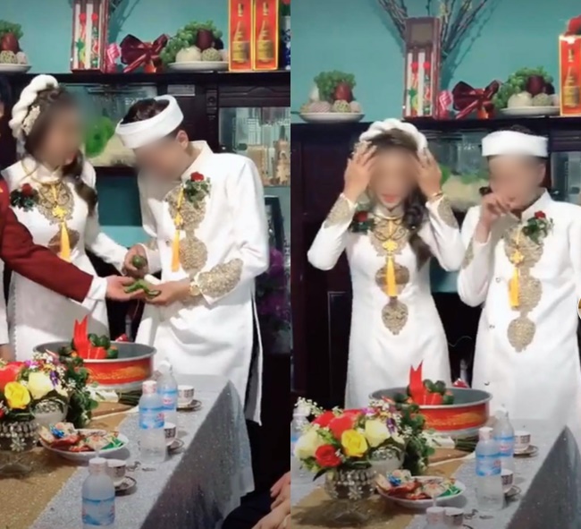 Quá mừng vì lấy được vợ, chú rể vén áo làm một hành động khiến tất cả mọi người phải ồ lên trong lễ ăn hỏi, cô dâu cũng cười đến mức phải quay lưng đi-2