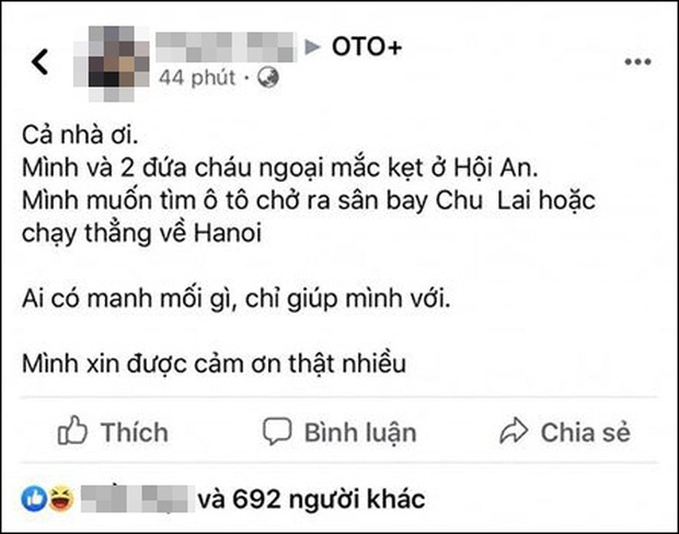 Người phụ nữ gây bức xúc khi lên mạng tìm ô tô đưa rời khỏi Hội An bất chấp đang phải cách ly, phong tỏa phòng chống dịch-1