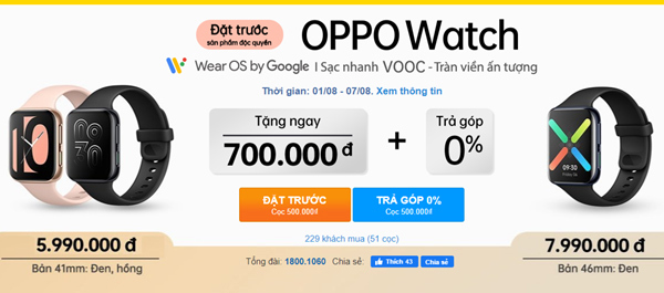 Đặt trước OPPO Watch giá tốt, độc quyền tại  Thế Giới Di Động-1