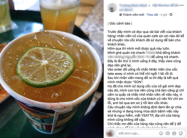 Nghi vấn một quán trà chanh ở Hà Nội mang cốc giấy cũ còn dính son ra cho khách dùng khiến cư dân mạng xôn xao-1