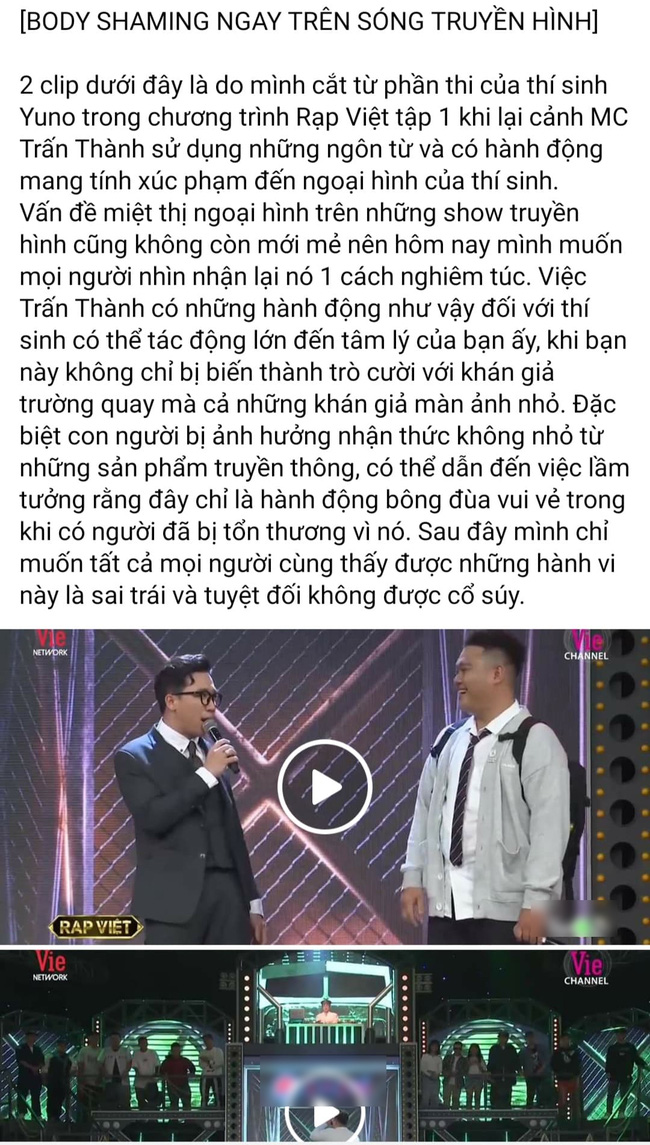 Trấn Thành bị nói miệt thị ngoại hình thí sinh Rap Việt, vô duyên khi mời thức ăn thừa ngay trên sóng truyền hình-1