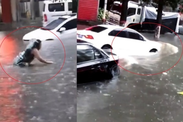 Xe bán tải vượt qua đường ray khi xe lửa đang đến-1