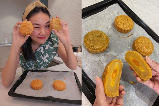 Thanh Hằng đu trend làm bánh Trung thu sớm, nhìn thành quả cũng 