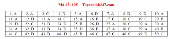 Đáp án đề thi tốt nghiệp THPT Quốc gia 2020 môn Toán (tất cả mã đề)-5