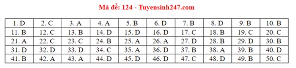 Đáp án đề thi tốt nghiệp THPT Quốc gia 2020 môn Toán (tất cả mã đề)-24