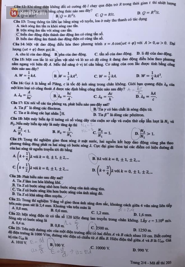 Đề thi tốt nghiệp THPT Quốc gia 2020 môn Vật lý-2