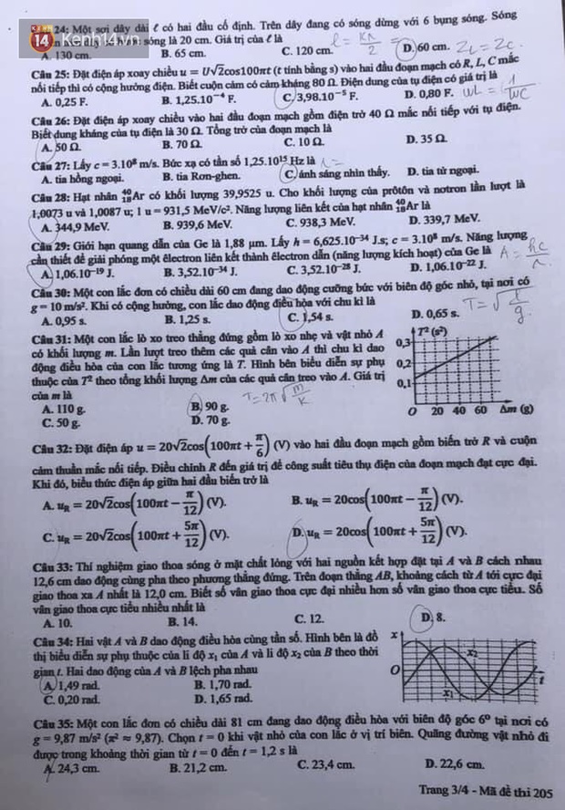 Đề thi tốt nghiệp THPT Quốc gia 2020 môn Vật lý-3