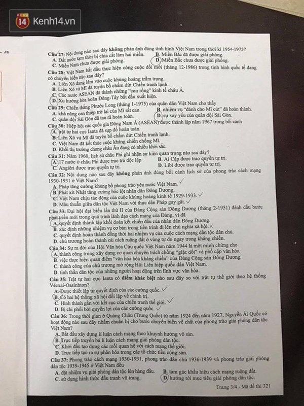 Đề thi môn Lịch sử tốt nghiệp THPT quốc gia 2020-3