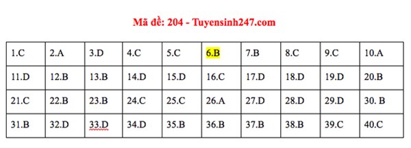 Đáp án đề thi tốt nghiệp THPT Quốc gia 2020 môn Vật lý (24 mã đề)-2