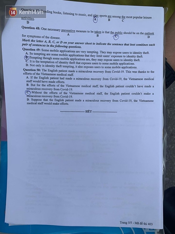 Đề thi tiếng Anh tốt nghiệp THPT Quốc gia 2020: Vừa sức, không khó-5