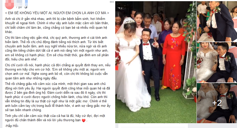 Đám cưới cổ tích của chàng trai khuyết tật và cô gái xinh đẹp: Tình yêu chỉ cần cảm xúc thật của cả hai là đủ!-1