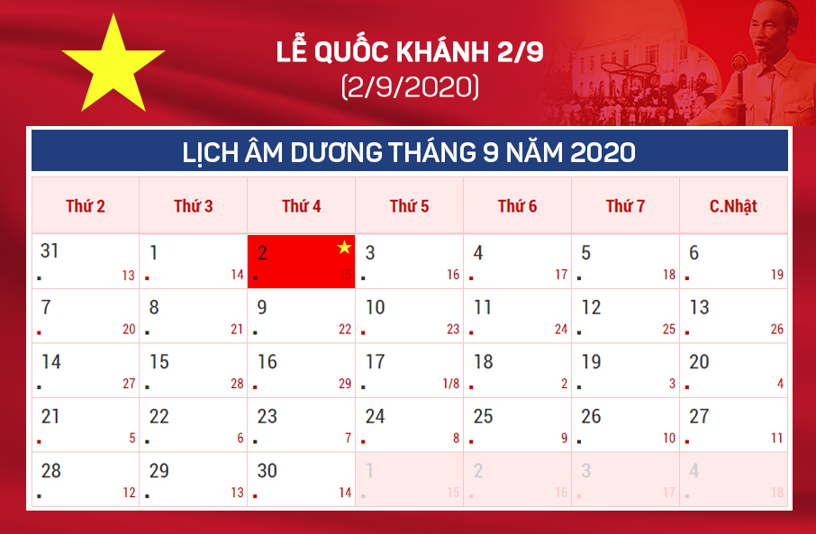 Lịch nghỉ lễ Quốc khánh 2/9 năm nay-1