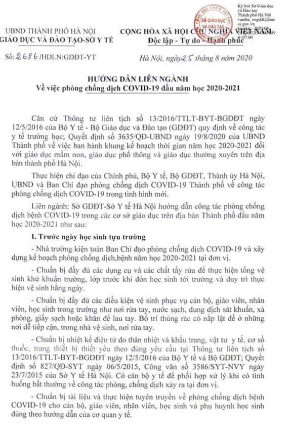 Quy định của Sở GD-ĐT khi năm học mới bắt đầu: Học sinh đeo khẩu trang trong lớp học và đảm bảo giãn cách-1