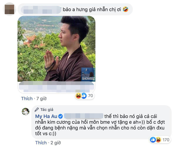 Dân mạng vào Facebook cà khịa, Âu Hà My nhắn nhủ chồng cũ trả luôn chiếc nhẫn kim cương bố mẹ vợ tặng-1