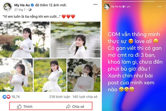 Âu Hà My bỗng xoá và khoá bình luận trên Facebook, nhìn news feed như chưa từng có drama tố chồng bội bạc