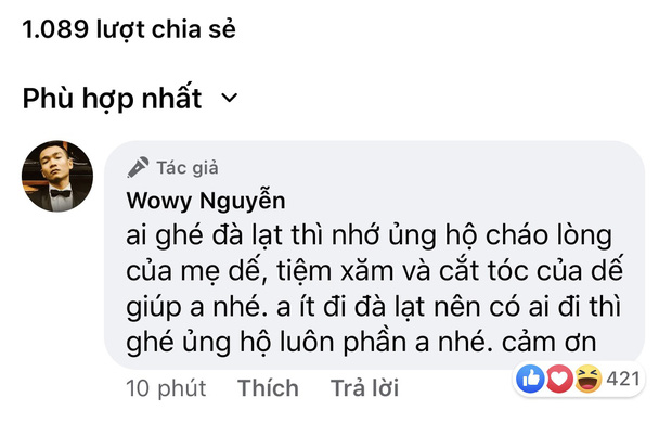 Wowy dành cho Dế Choắt sự trân trọng đáng quý, còn giúp lăng xê quán cháo và tiệm xăm của học trò đã thần tượng mình suốt 12 năm!-6