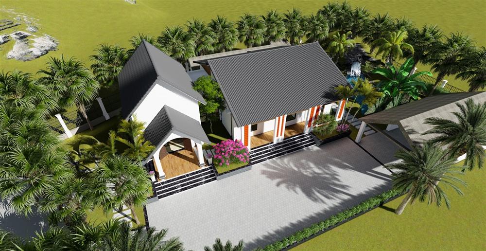 Con trai xây nhà vườn bên đồng lúa xanh mát tặng bố mẹ an hưởng tuổi già ở Vĩnh Phúc-1