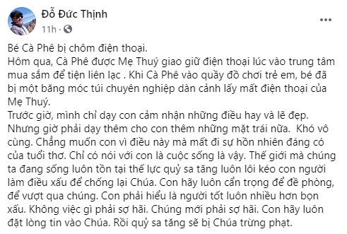 Con trai vợ chồng Thanh Thúy - Đức Thịnh bị nhóm lừa đảo dàn cảnh cướp mất điện thoại ngay giữa chốn đông người-1