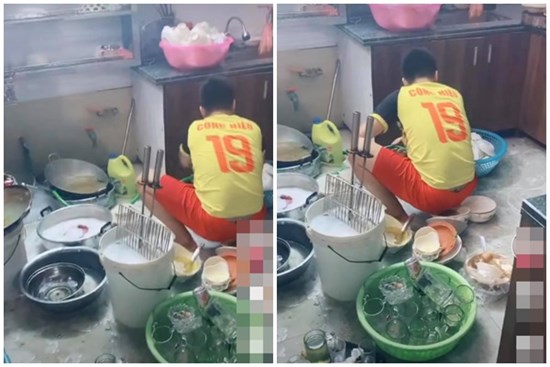 Vợ quay trộm cảnh chồng một mình lúi húi bên đống bát ngổn ngang sau bữa cỗ, nghe lời giải thích phía sau khiến hội chị em trầm trồ