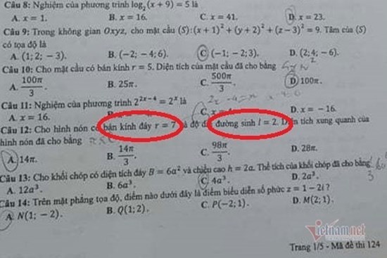 Xôn xao về 1 bài toán trong đề thi tốt nghiệp THPT đợt 2