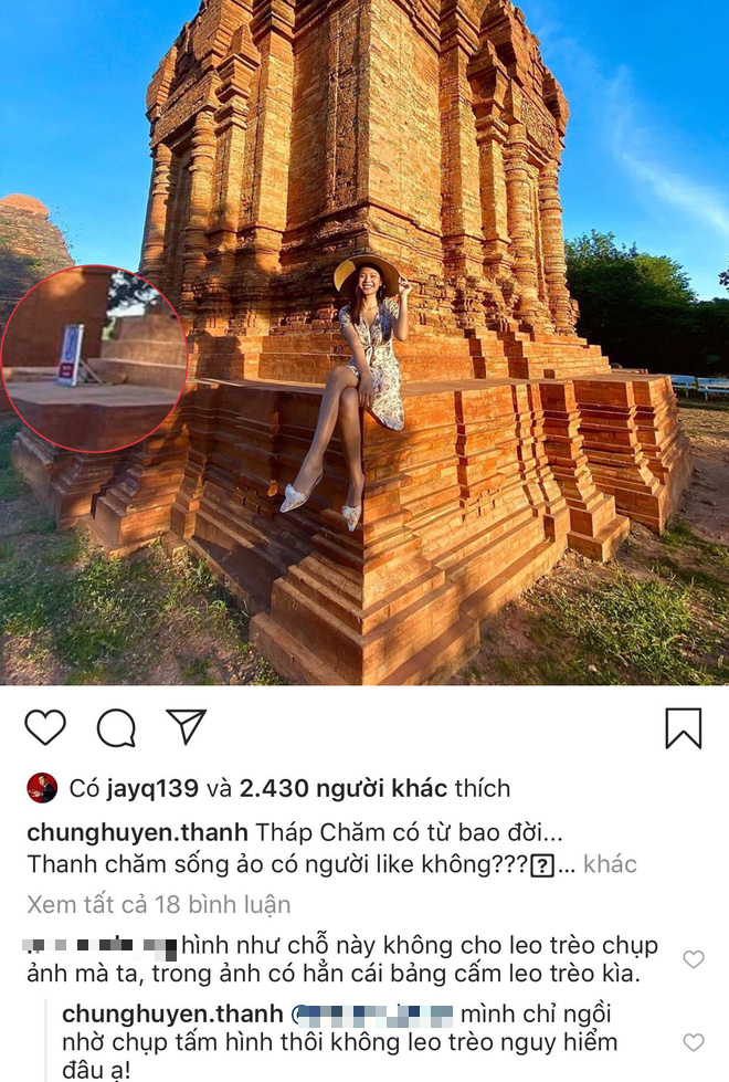 Chúng Huyền Thanh bị nhắc nhở vì ngồi lên tháp cổ để sống ảo dù có bảng cấm, người trong cuộc nói gì?-1