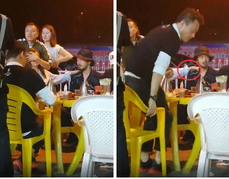 Đang ngồi ăn uống nói chuyện với bạn bè, Triệu Vy sốc khi bỗng dưng bị một người đàn ông ôm chầm cả khuôn mặt-3