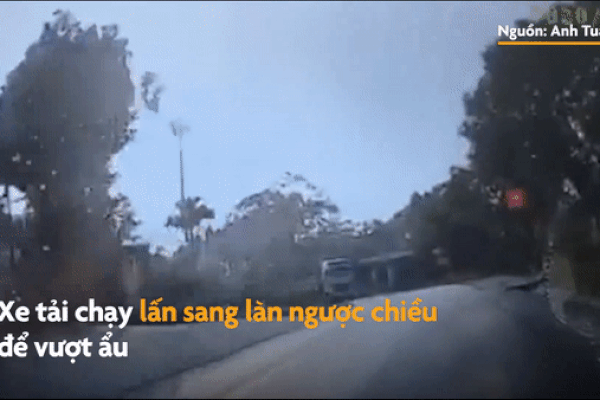 Ôtô tải chạy lấn làn ngược chiều