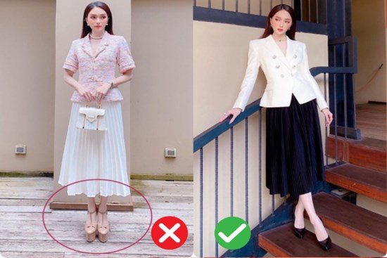 Diện váy điệu đà như nàng tiểu thư đài các, Hương Giang lại bị dìm bởi chính đôi cao gót 
