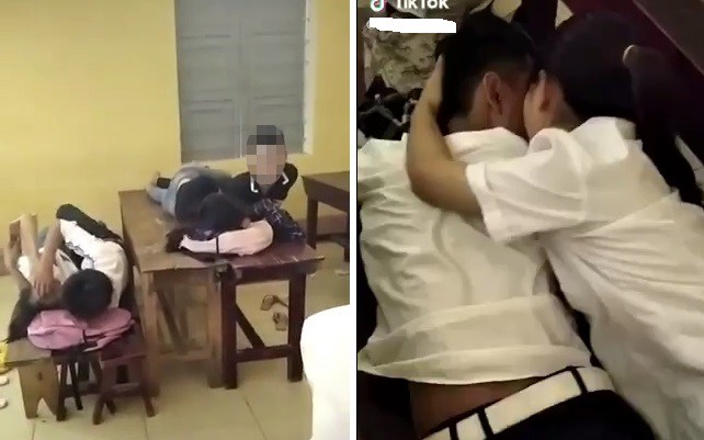 Học sinh làm chuyện táo bạo ngay giữa sân trường, cô giáo ra tay xử cả anh lẫn chị-5