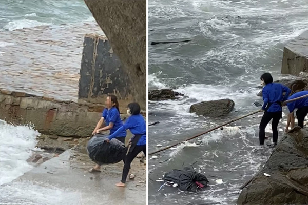 Chủ quán cà phê vứt hàng tải rác xuống biển Vũng Tàu: Rác từ đại dương trôi vào, nhân viên thu gom trả lại xuống biển-4