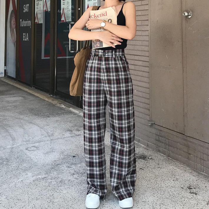 Quần caro ống rộng giá bèo” nhưng làm style đỉnh” hết nấc, nàng nào bỏ qua là thiệt-1