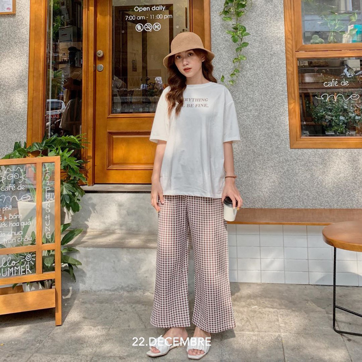 Quần caro ống rộng giá bèo” nhưng làm style đỉnh” hết nấc, nàng nào bỏ qua là thiệt-8